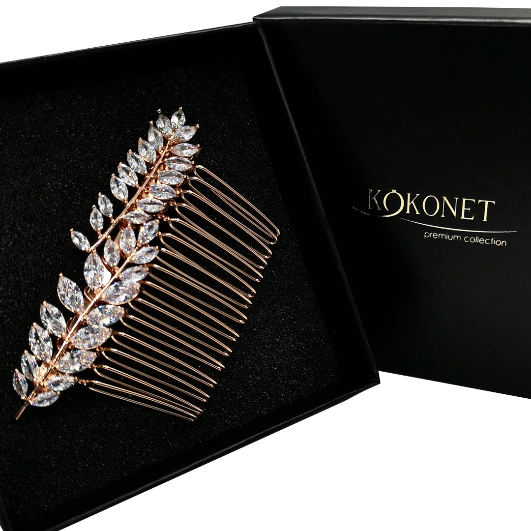 Grzebyk ślubny FLORES rose