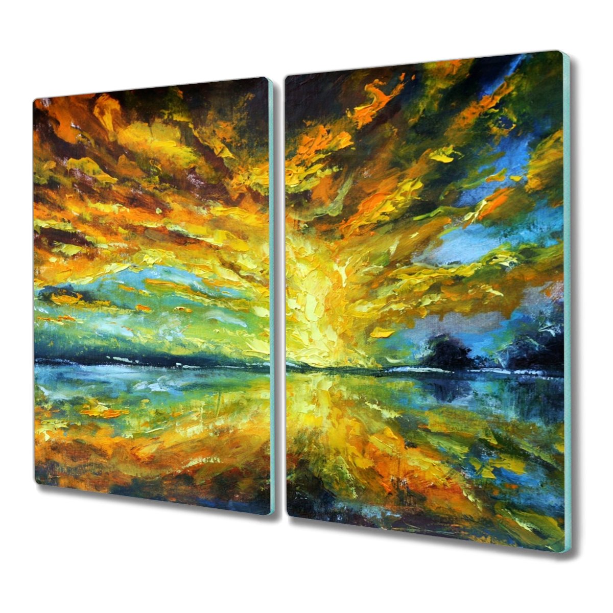 Szklana deska 2x30x52 Las rzeka krajobraz kuchenna, Coloray