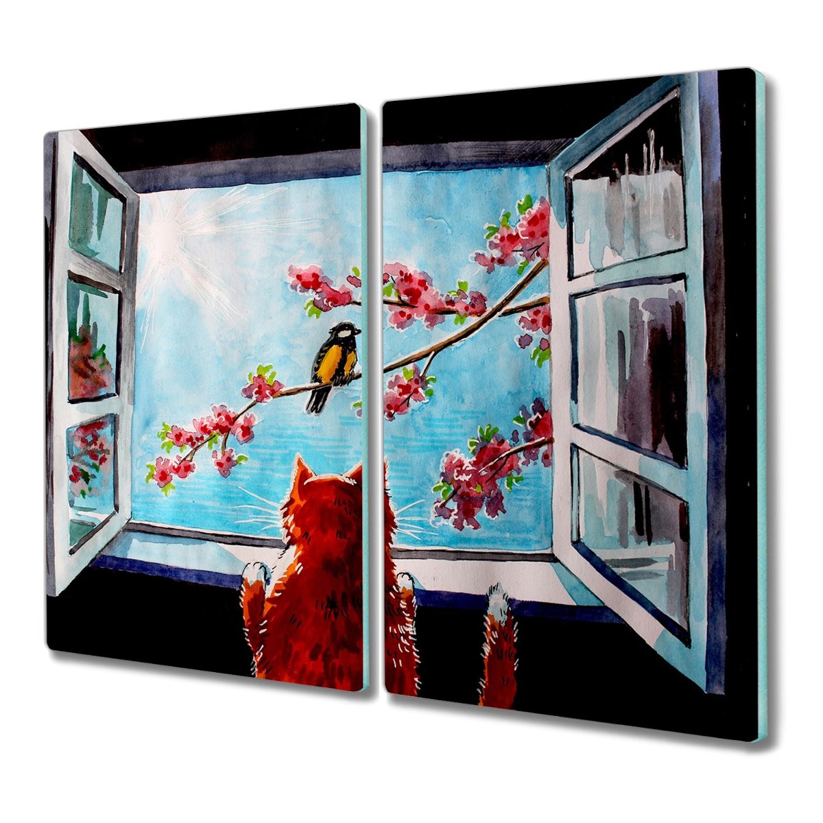Deska 2x30x52 cm Gałąź liście ptak paw do krojenia, Coloray