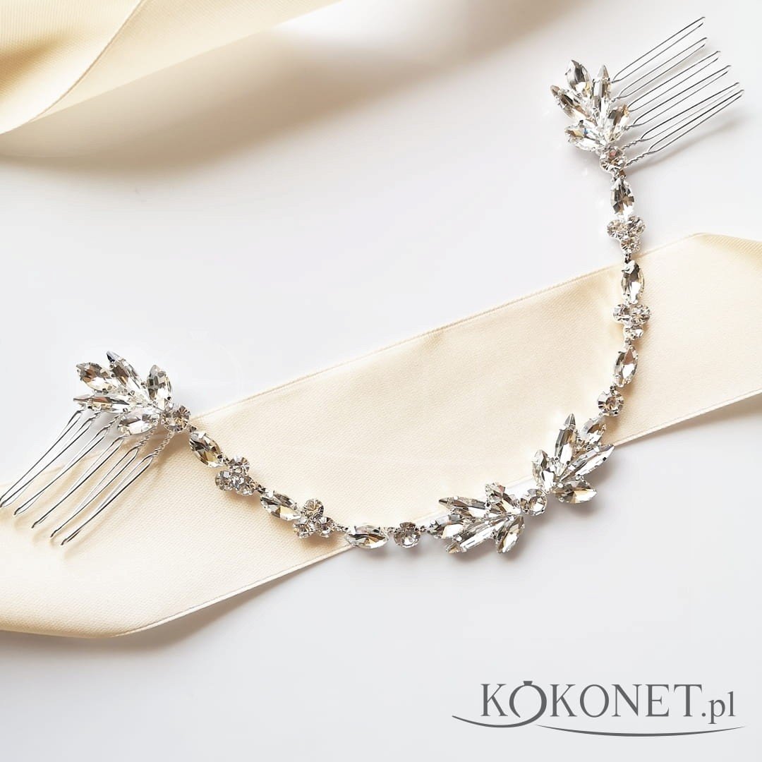 Ozdoba do włosów srebrna - podwójny grzebyk