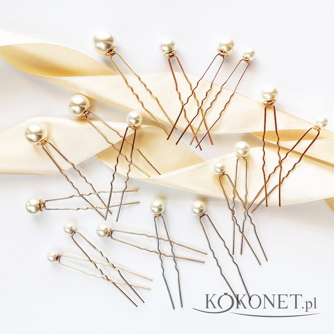Zestaw wsuwek - kokówki z  perełkami