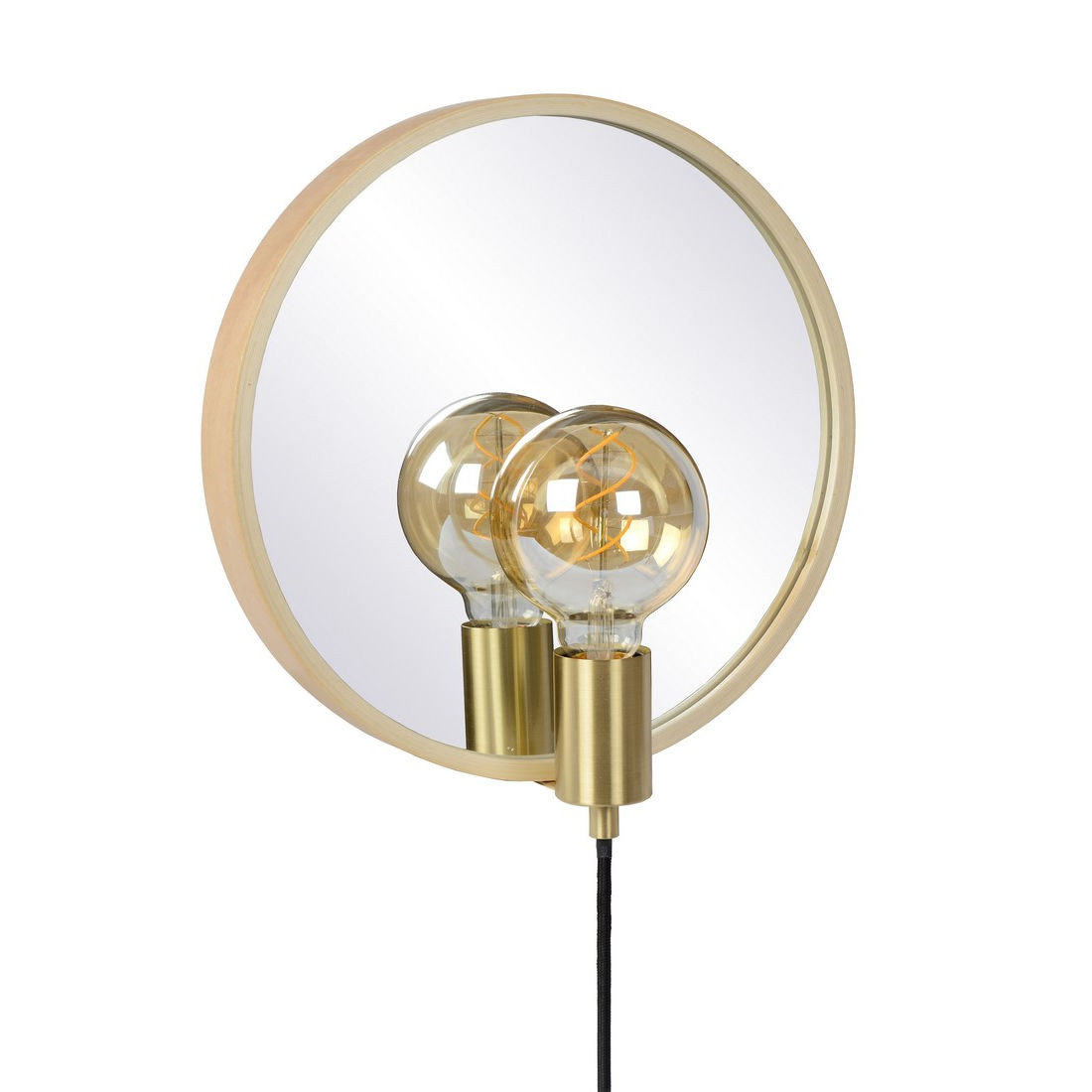 Lucide Kinkiet LAMPA ścienna REFLEX 36213/31/72 drewniana OPRAWA okrągłe lustro drewniane 36213/31/72