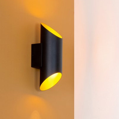 Lucide Kinkiet LAMPA ścienna QUIRIJN 09233/01/30 metalowa OPRAWA ścięta tuba czarna złota 09233/01/30