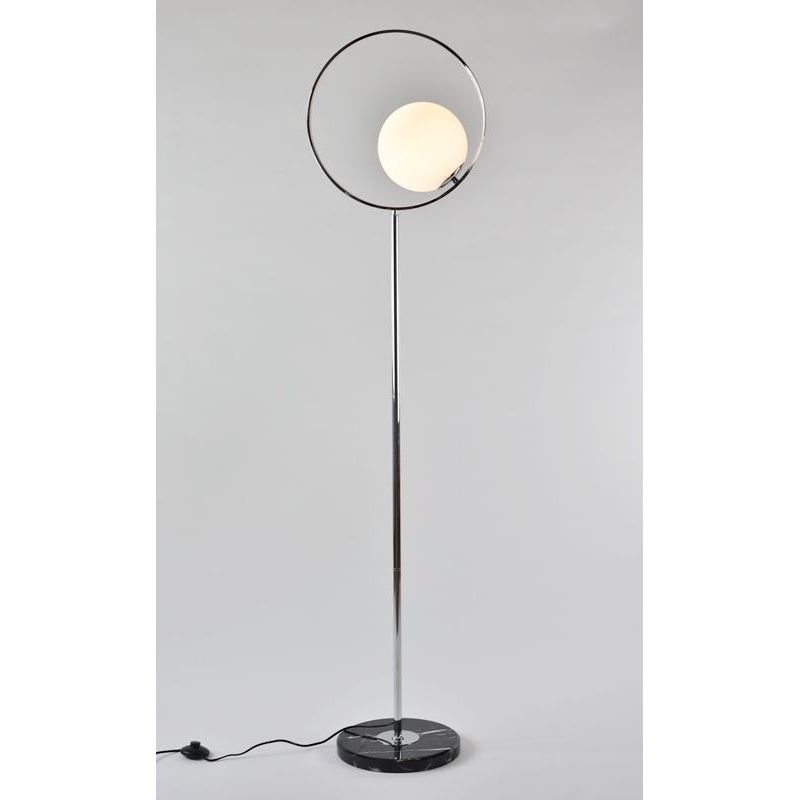 MCODO Lampa podłogowa Bella z marmurową podstawą srebrna chromowana w stylu glamour F83022-silver