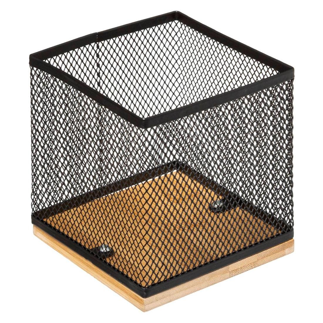 Organizer na biurko, bambus/metal, 10 x 10 x 10 cm