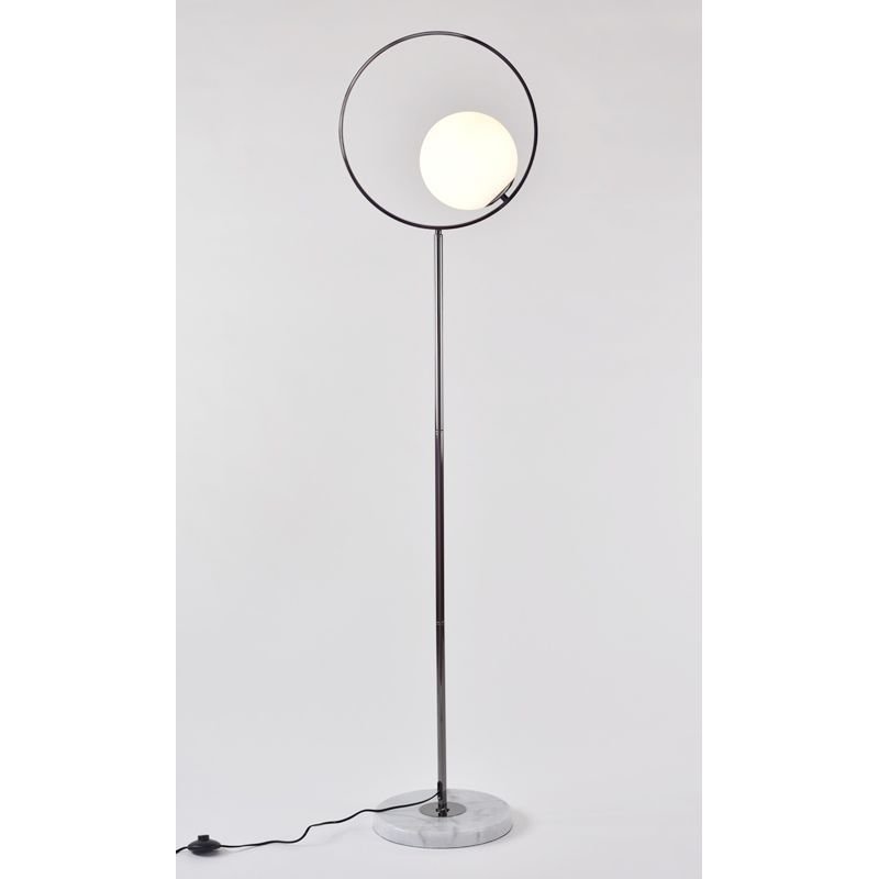 MCODO Lampa podłogowa Bella z marmurową podstawą czarna chromowana w stylu glamour F83022-black