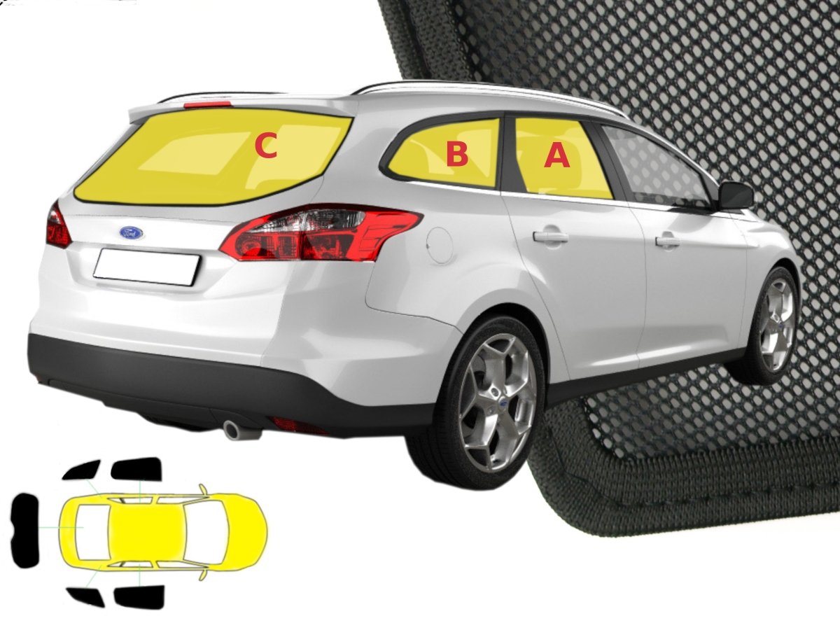 Zasłonki przeciwsłoneczne do: Ford Focus MK3 kombi ŚCIEMNIJ.TO - komplet 5 sztuk