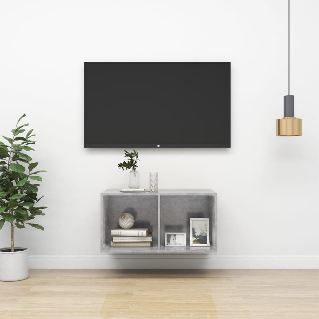 vidaXL Wisząca szafka pod TV, szarość betonu, 37x37x72 cm, płyta