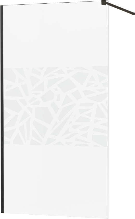 Mexen Kioto ścianka prysznicowa 110 x 200 cm, transparent/biały wzór 8 mm, czarny - 800-110-101-70-85
