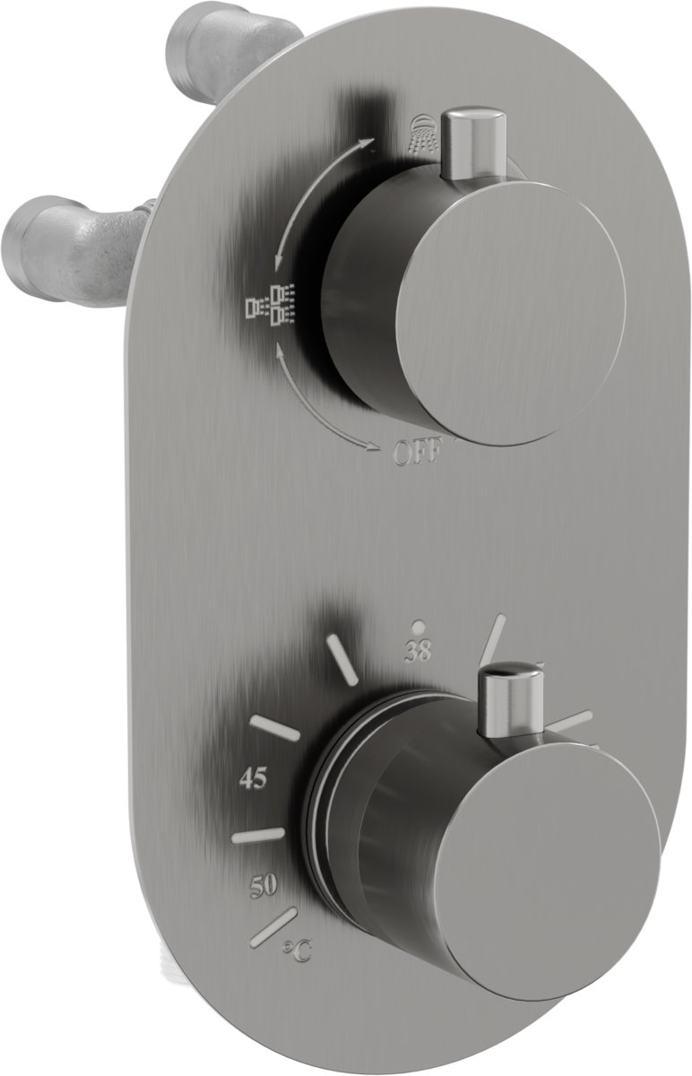 Mexen Kai termostatyczna bateria wannowo-prysznicowa 3-wyjściowa grafit - 77602-66