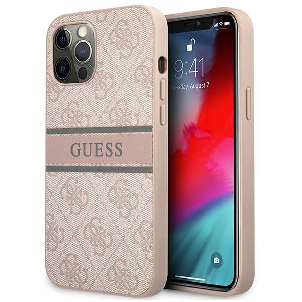 Guess 4G Printed Stripe - Etui iPhone 12 / iPhone 12 Pro różowy GUHCP12M4GDPI