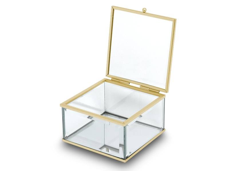 Szkatułka kwadratowa, lustrzana PEONY ML26, złota / MOON IN THE ROOM