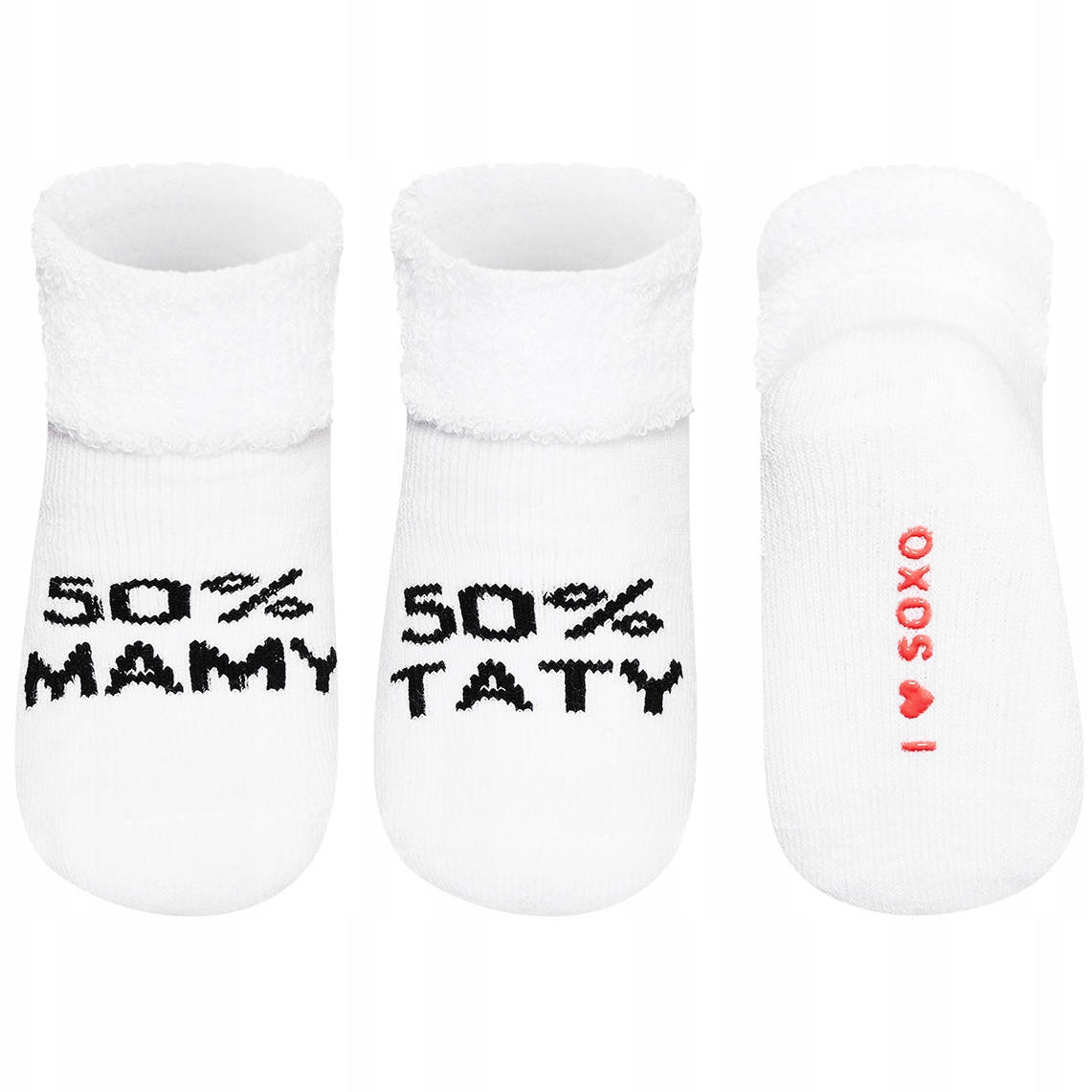 Skarpetki niemowlęce białe SOXO z napisami - 16–18