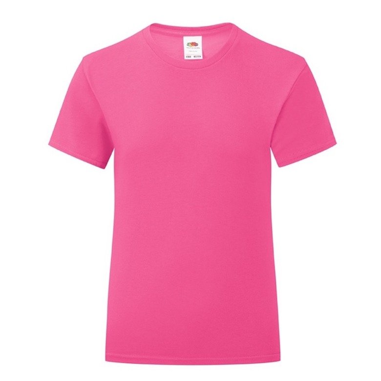 Koszulka dziewczęca ICONIC z odrywaną metką Fruit of the Loom - Fuchsia 14-15