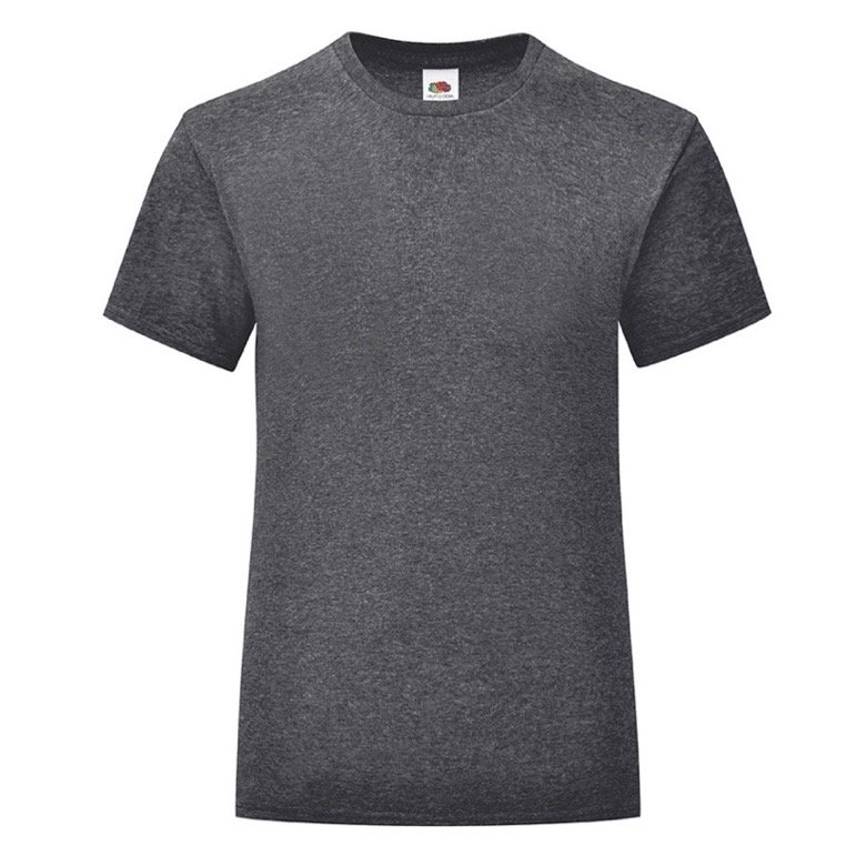 Koszulka dziewczęca ICONIC z odrywaną metką Fruit of the Loom - Dark Heather Grey 12-13