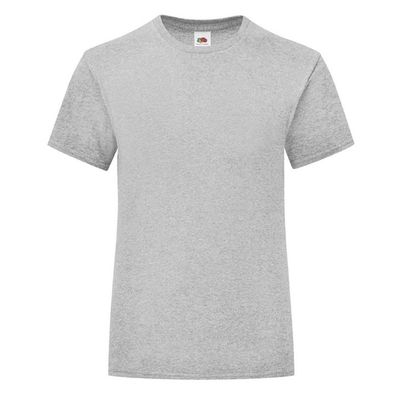 Koszulka dziewczęca ICONIC z odrywaną metką Fruit of the Loom - Heather Grey 7-8