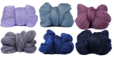 Wełna do filcowania, zestaw 6 kolorów: Niebo- 180g/ Filart