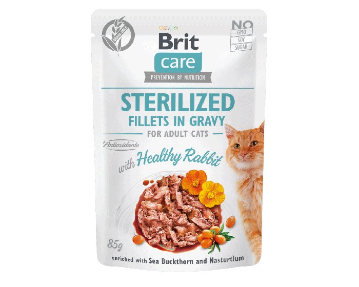 Brit Care Cat Fillets in gravy Sterilised 85 g filety królika w sosie dla kastrowanych