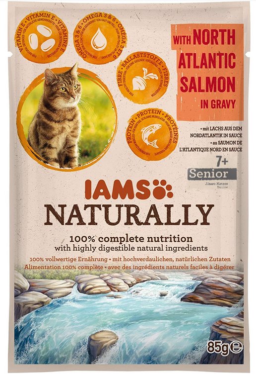 Iams Naturally Mokra Karma dla Kota w Saszetce 85g : Smak - Senior - Łosoś północnoatlantycki