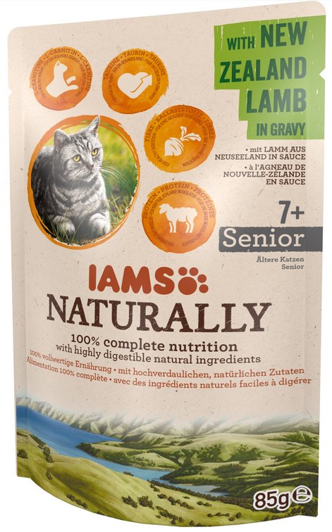 Iams Naturally mokra karma dla starszych kotów z jagnięciną nowozelandzką w sosie