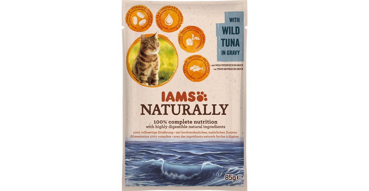 Iams Naturally Adult Cat with Wild Tuna in Gravy 85 g