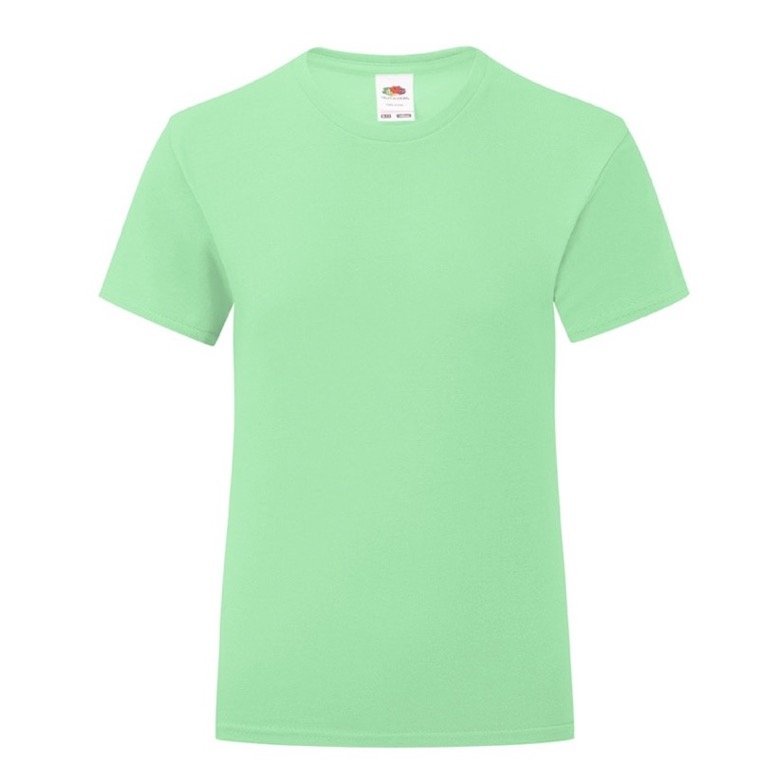 Koszulka dziewczęca ICONIC z odrywaną metką Fruit of the Loom Neo Mint 14-15