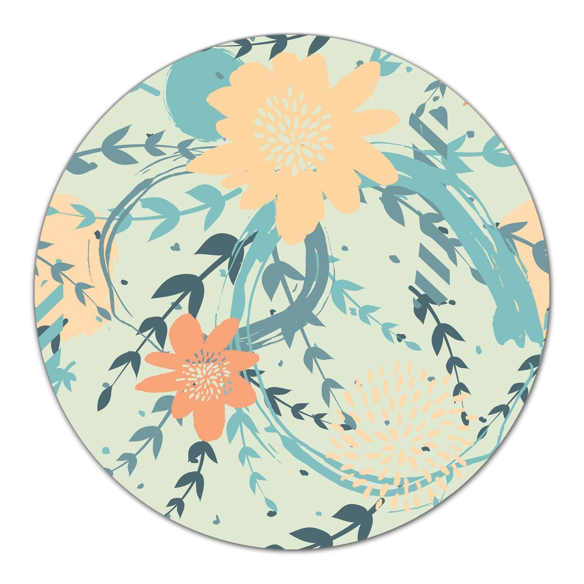 Deska szklana z grafiką dekor Doodle kwiaty fi40, Coloray