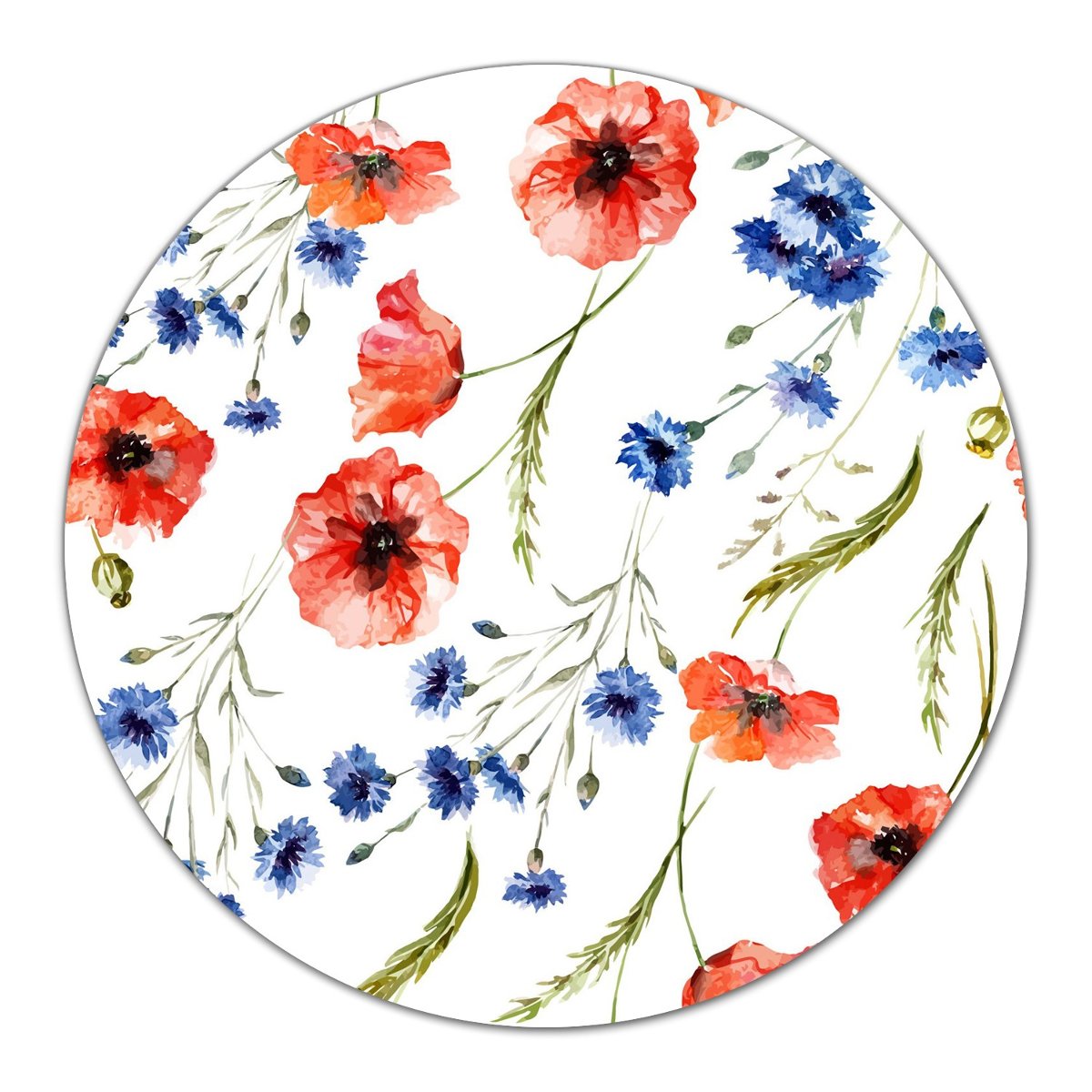 Szklana podkładka z nadrukiem dekor Maki fi40 cm, Coloray