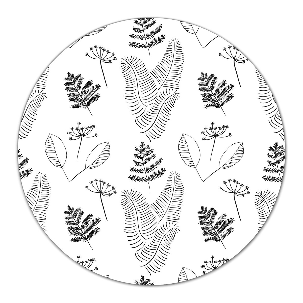 Deska szklana Skandynawski wzów kontury liści fi40, Coloray