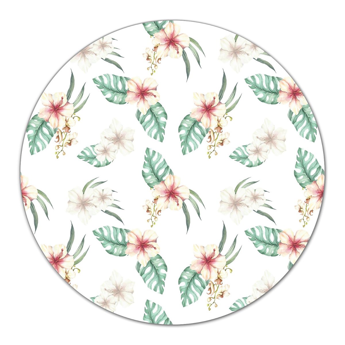 Deska podstawka Liście palmowe i białe kwiaty fi40, Coloray