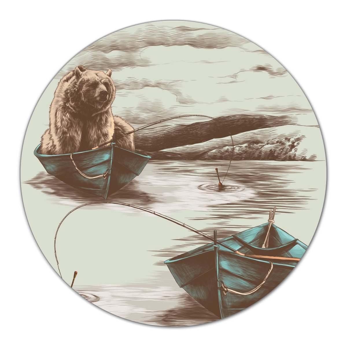 Deska podstawka z grafiką Niedźwiedź w łodzi fi40, Coloray
