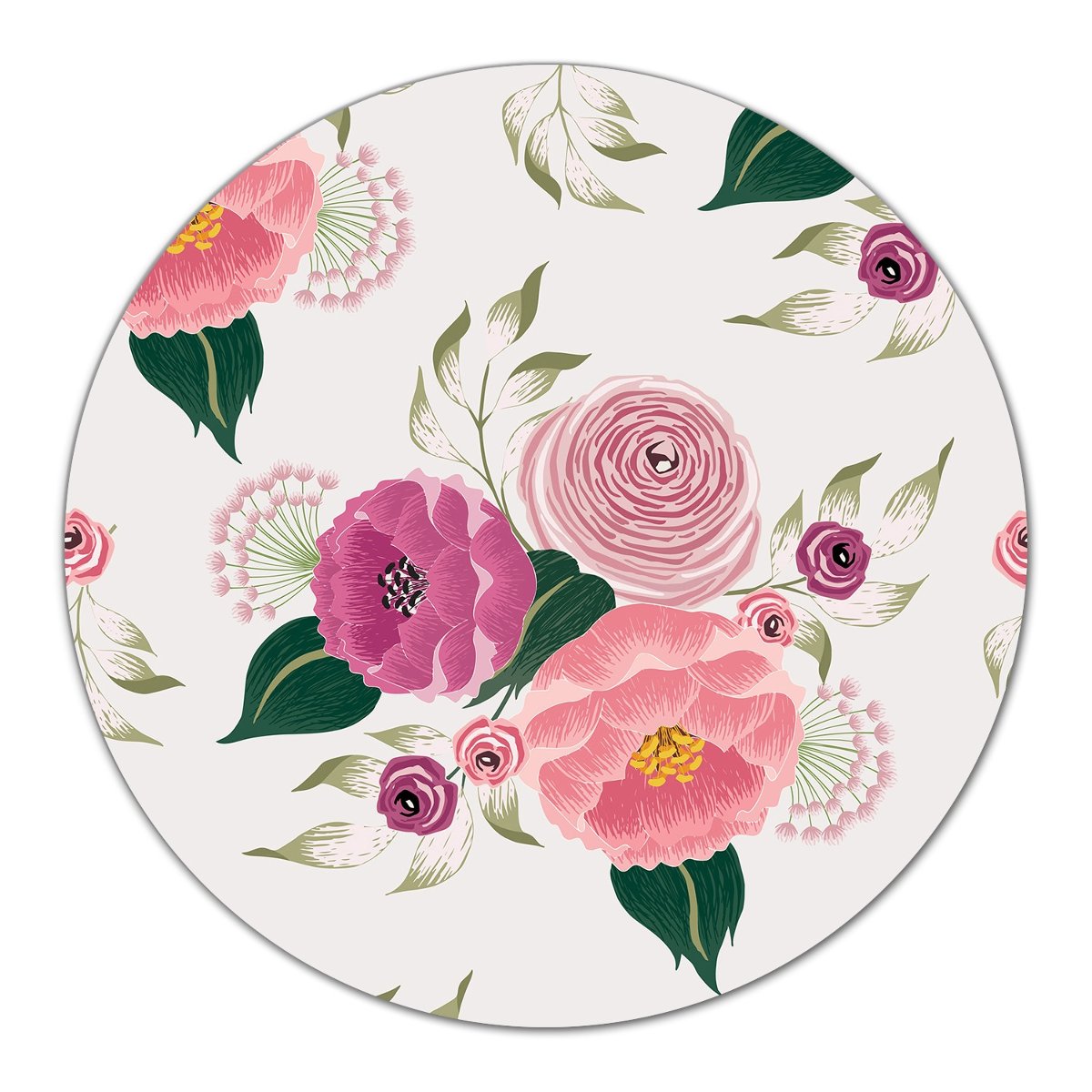 Szklana podkładka z nadrukiem Różowe kwiaty fi40, Coloray