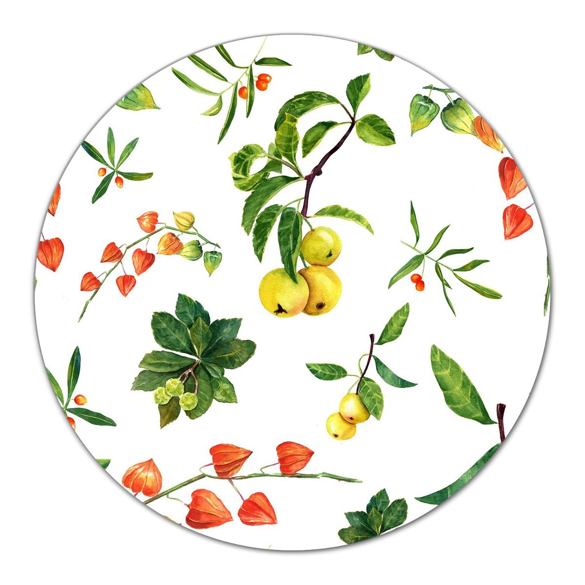 Podstawka ze szkła z grafiką Jabłka akwarele fi40, Coloray