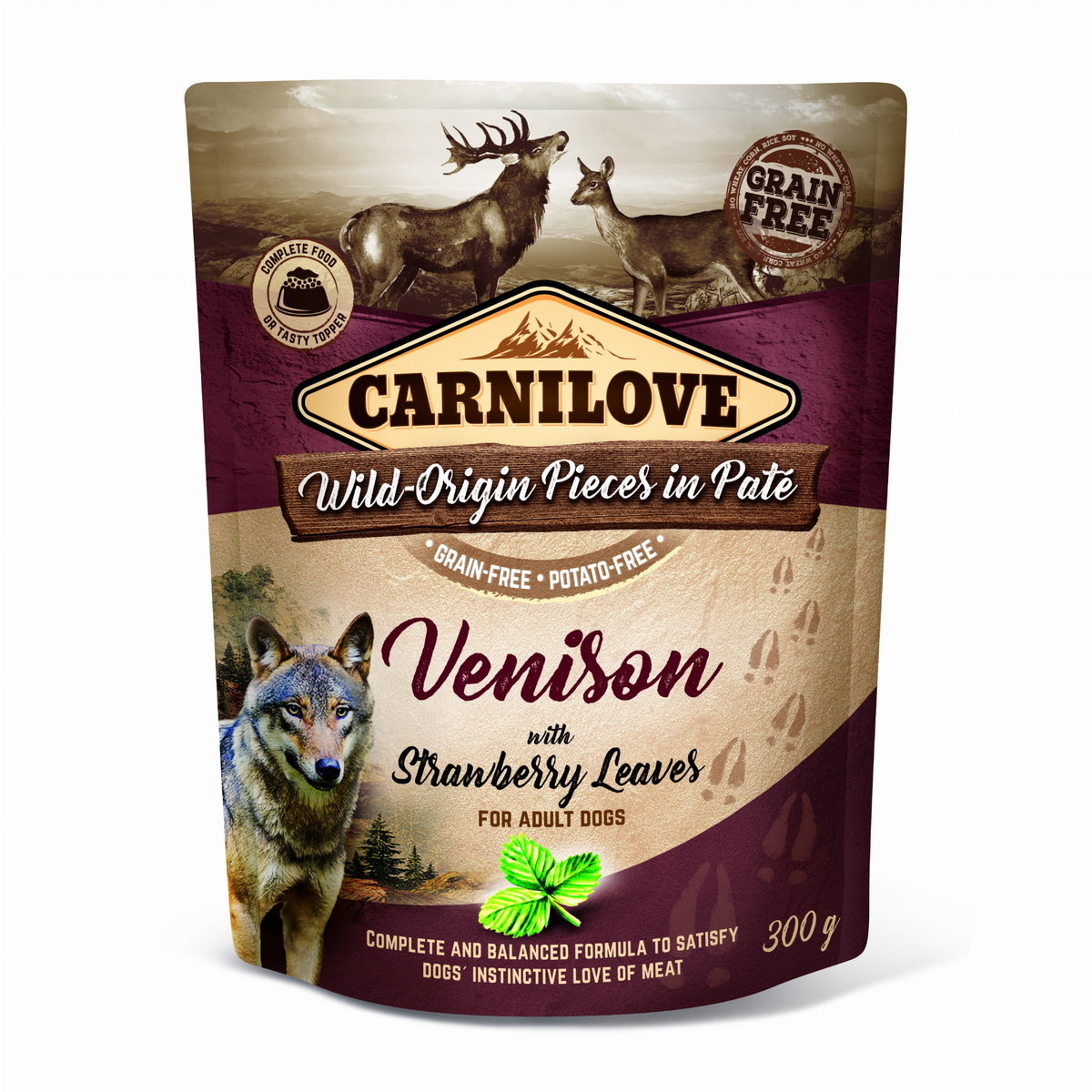 Carnilove Dog Pouch Venison&Stawberry Leaves 300g