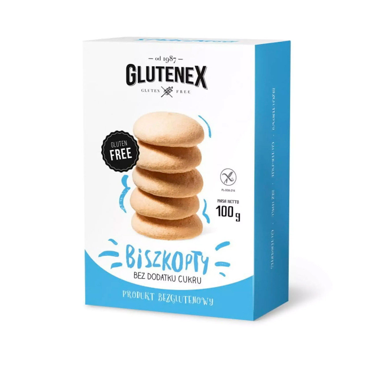 GLUTENEX Biszkopty bez dodatku cukru Bezglutenowe 100 g