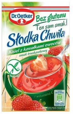 Dr Oetker Kisiel z kawałkami owoców smak truskawkowy bez glutenu Słodka Chwila 31,5 g