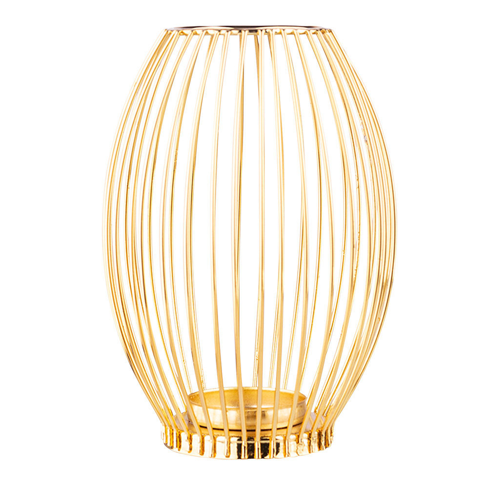 Altom, Świecznik metalowy szprosowy z uchwytem, złoty, 19x19x20 cm