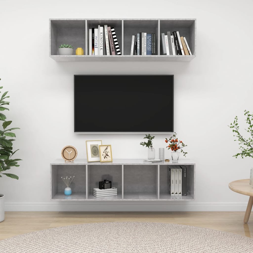 vidaXL Wiszące szafki TV, 2 szt., szarość betonu, płyta wiórowa