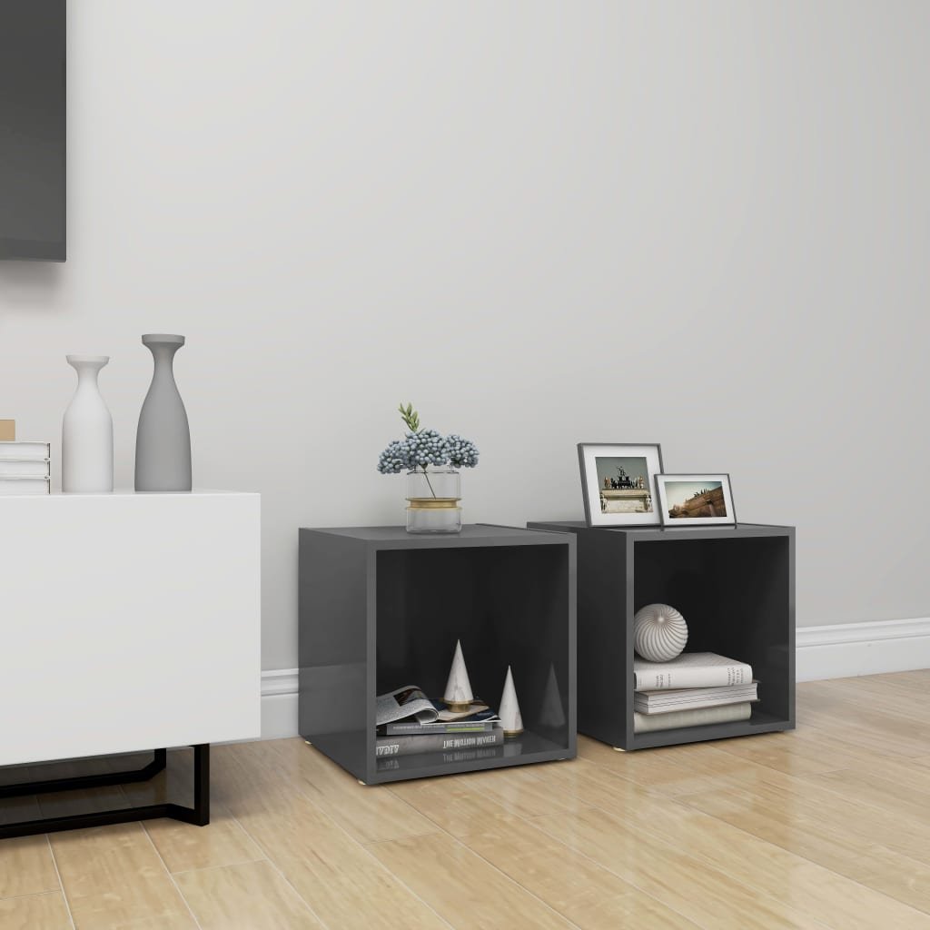 vidaXL Lumarko Szafki pod TV, 2 szt., wysoki połysk, szare, 37x35x37 cm, płyta 805523