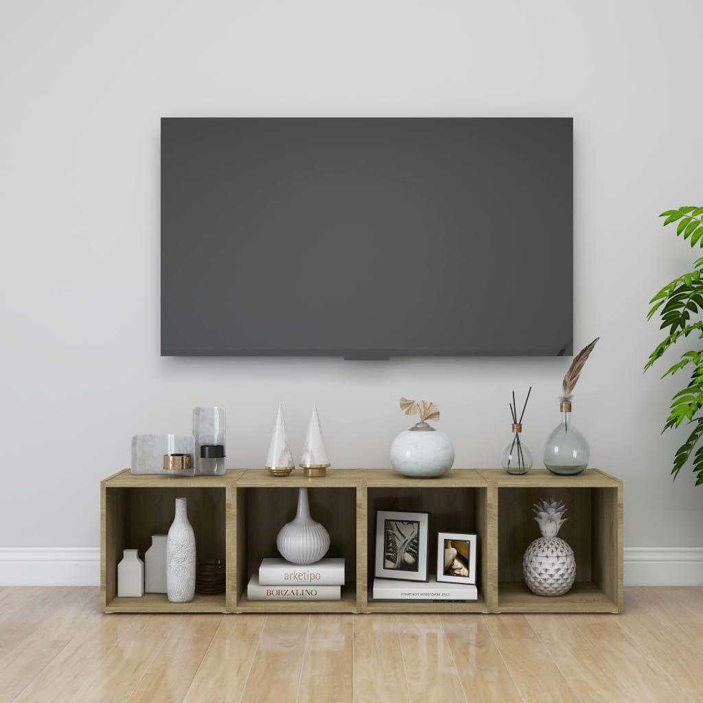 vidaXL Szafki pod TV, 4 szt., dąb sonoma, 37x35x37 cm, płyta wiórowa