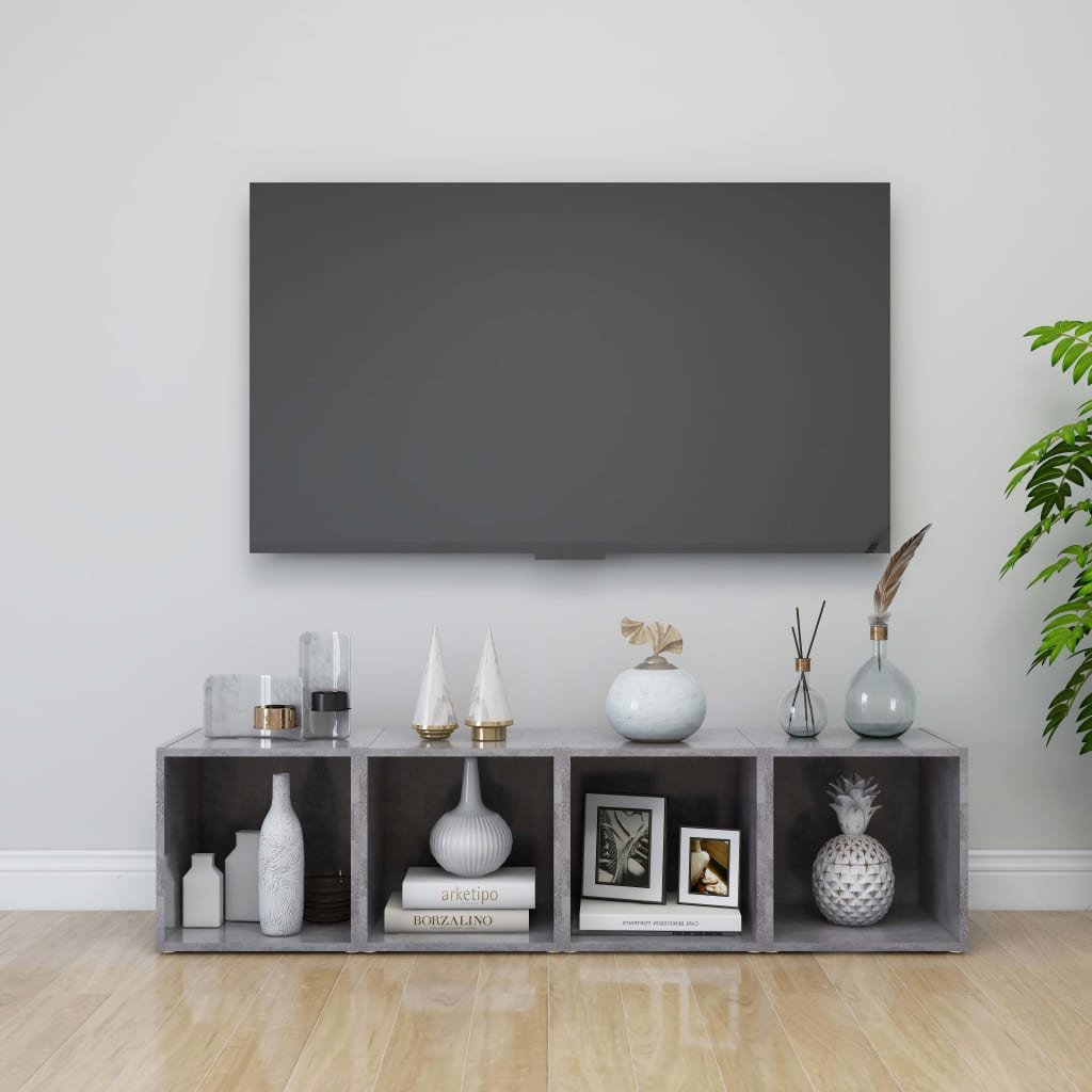 vidaXL Szafki pod TV, 4 szt., szarość betonu, 37x35x37 cm, płyta