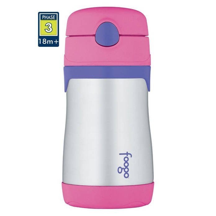 Thermos Termosik niemowlęcy Foogo z dodatkowymi ustnikami 290 ml (różowy-stalowy) 110071