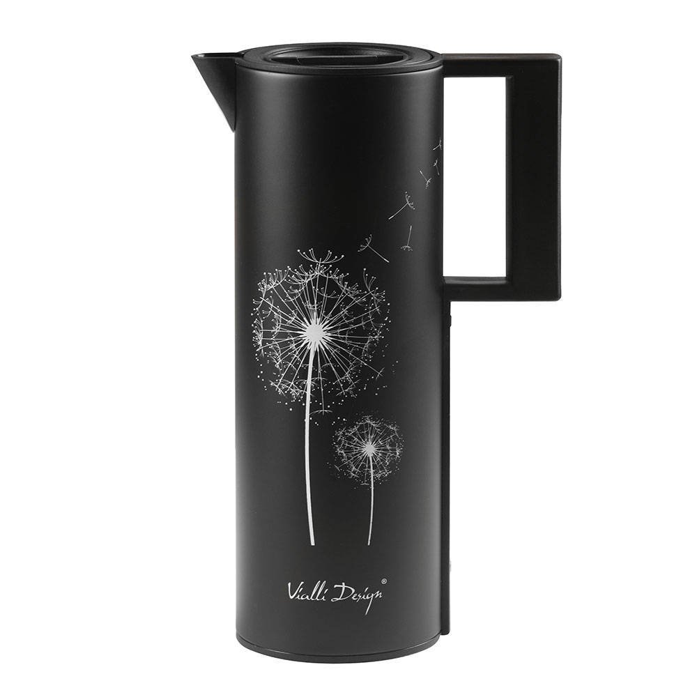 Vialli Design Corto 1 L Czarny Termos Do Kawy I Herbaty Ze Szklanym Wkładem