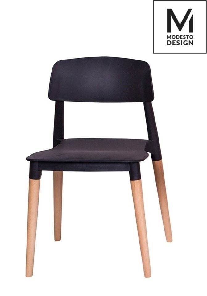 Modesto Design MODESTO krzesło ECCO czarne - polipropylen, podstawa bukowa C1015.BLACK