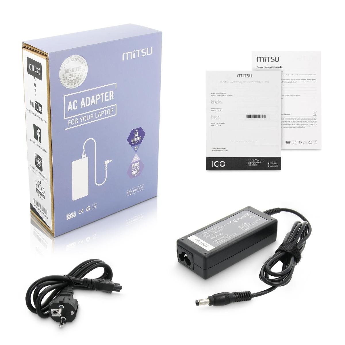 Mitsu ładowarka / zasilacz 20v 3.25a (5.5x2.5) - fujitsu, maxdata, itd ZM/LIT20325