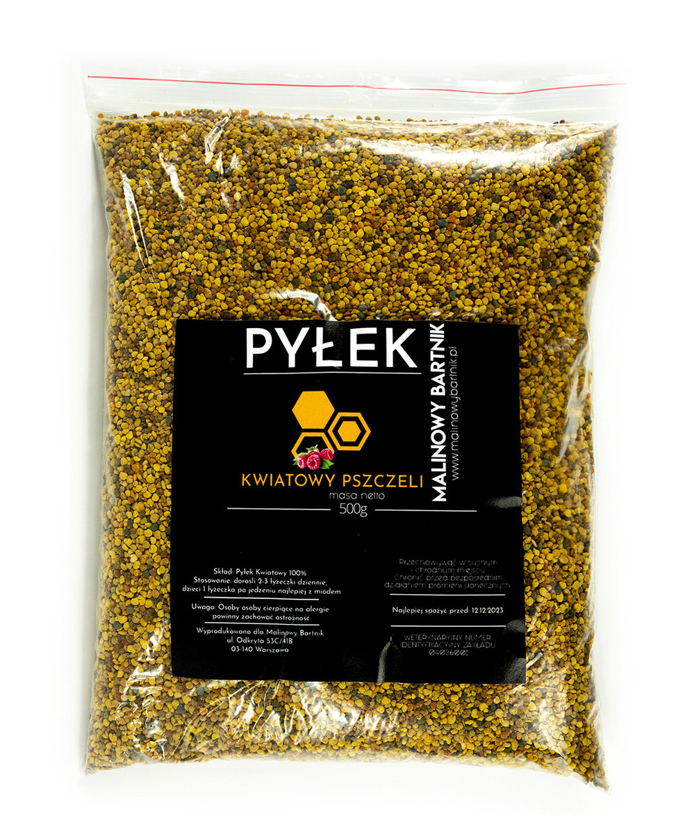 Pyłek Kwiatowy Pszczeli 500 g MALINOWY BARTNIK