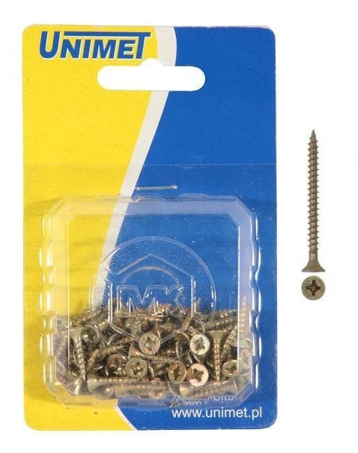 UNIMET WKRĘT DO DREWNA OCYNK ZÓŁTY 3.0*40MM OP-50SZT 509 3.0*40UC [6693382]