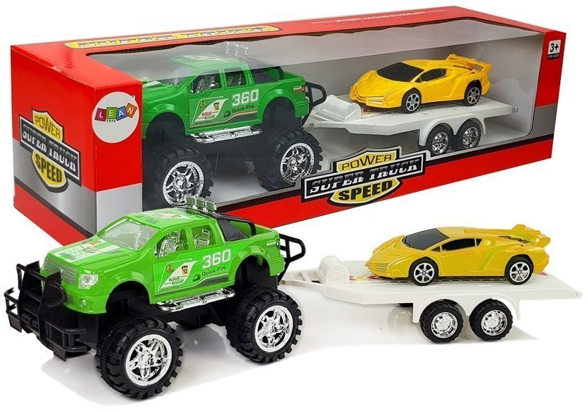 Import LEANToys Zestaw Pojazdów Auto Sportowe Żółte Terenowe Zielone z Napędem Frykcyjnym 8326