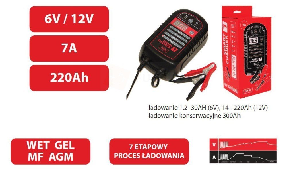 Zdjęcia - Urządzenie rozruchowo-prostownikowe IDEAL Prostownik samochodowy do akumulatora  Smart Charger 7 - SMART7 