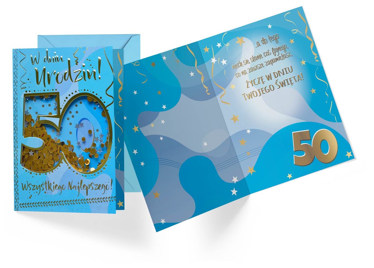 KUKARTKA KUKARTKA Karnet B6 konfetti KNF-039 Urodziny 50 męskie 438686